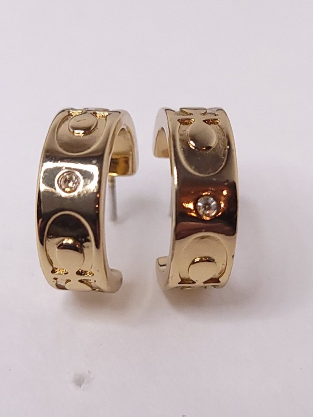 Gold Tone Cuff Coach Earrings - Picture 5 of 7